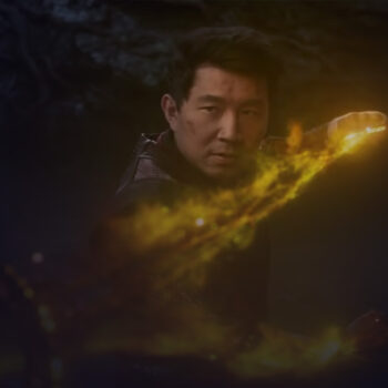 Man using a defense object that shines and radiates light