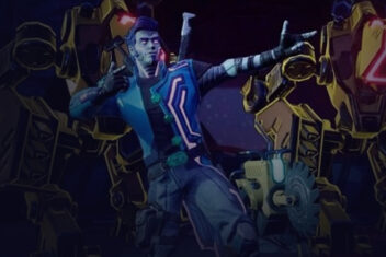 Illustration of a man and robots