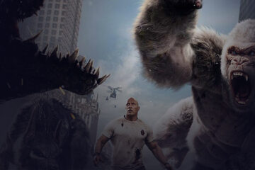 Man running away from a giant gorilla